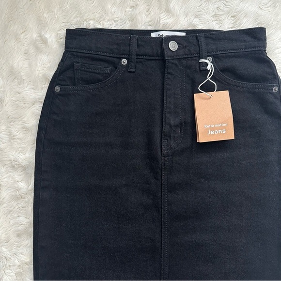 Reformation Daria Ultra High Rise Denim Maxi Skirt Nidri Wash Black 26 NWT New - Picture 5 of 12